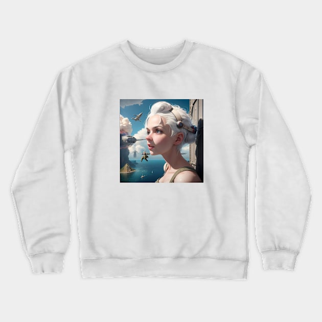 Pilot girl Crewneck Sweatshirt by Mateo